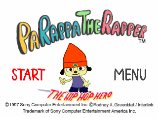 Parappa the Rapper title screen for Playstation
